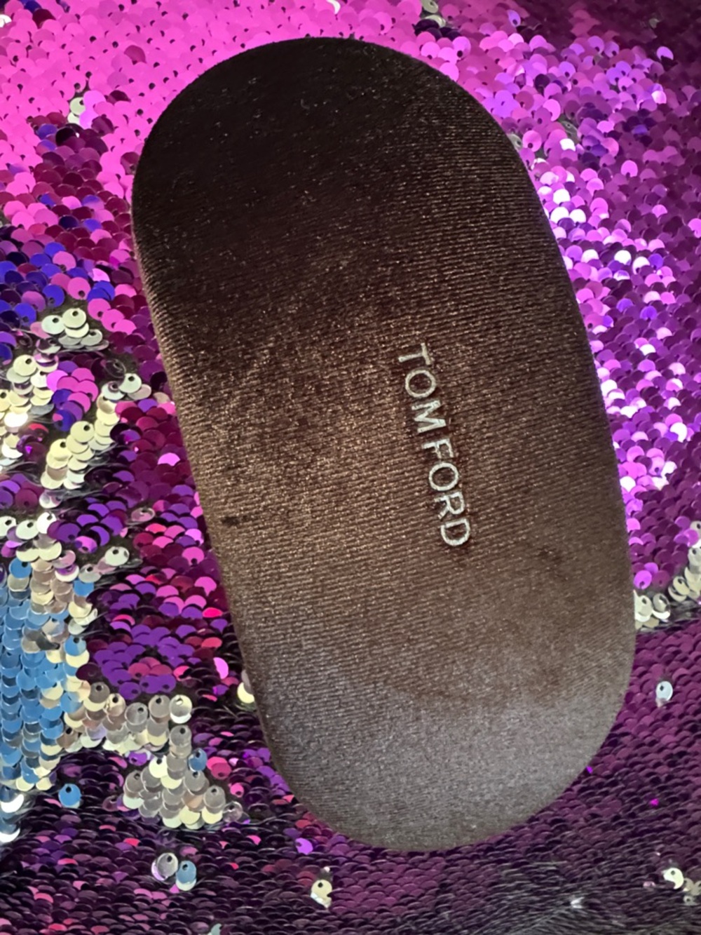 Tom Ford Brown Velvet Eyeglass Case - Black